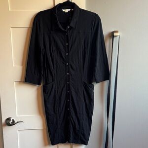 Boden Tara 8P petite black knit shirt dress 100% cotton